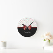 Girly Red en Black Polka Dot hoort kraai met naam Ronde Klok (Huis)