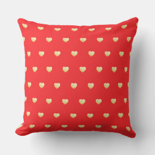 Girly Red en Gold Hearts Buitenkussen