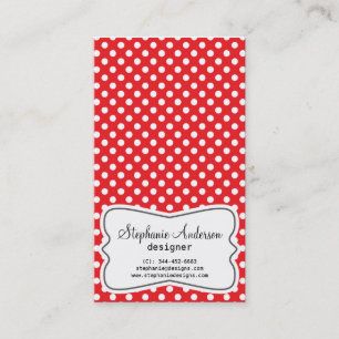 Girly Red en White Polka Dots Visitekaartje