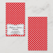 Girly Red en White Polka Dots Visitekaartje (Voorkant / Achterkant)