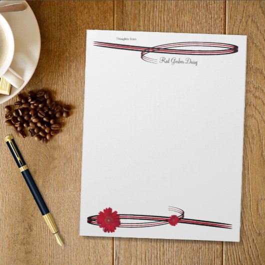 Girly Red Gerber Daisy Photos Flourish Borders Notitieblok