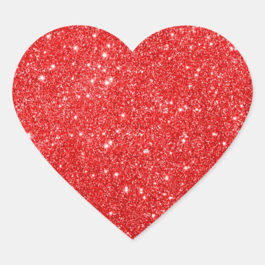 Girly Red Glitter Hart Sticker (Voorkant)