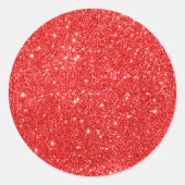 Girly Red Glitter Ronde Sticker (Voorkant)
