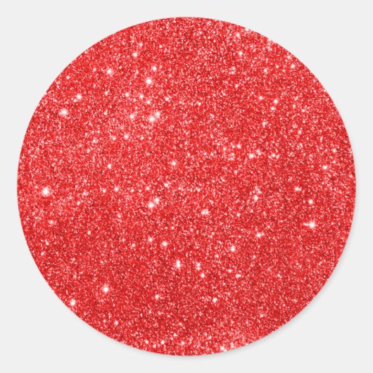 Girly Red Glitter Ronde Sticker (Voorkant)