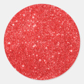 Girly Red Glitter Ronde Sticker (Voorkant)