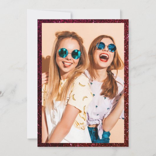 Girly red glitter script chic Sweet 16 Kaart (Achterkant)