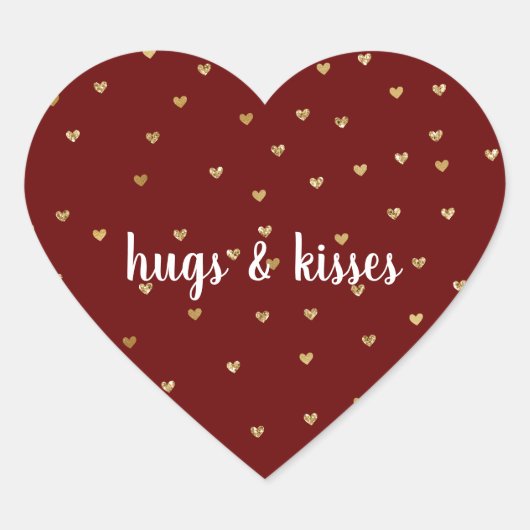 Girly Red Gold Glitter Glam Hearts Hart Sticker (Voorkant)