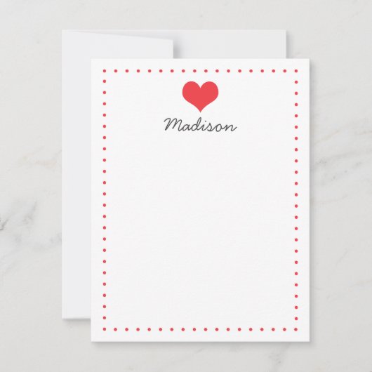 Girly Red Heart Gepersonaliseerde briefpapier Kaart (Voorkant)