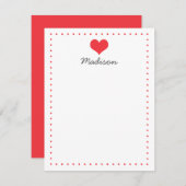 Girly Red Heart Gepersonaliseerde briefpapier Kaart (Voorkant / Achterkant)
