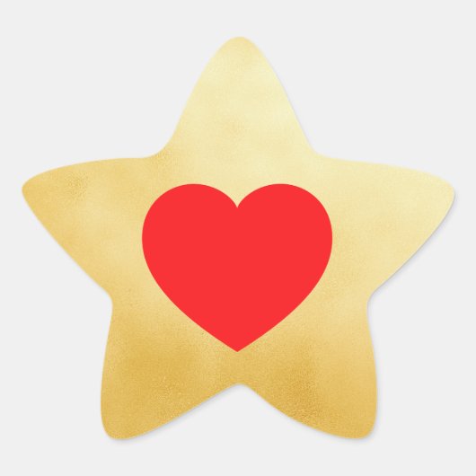 Girly Red Heart Gold Foil Ster Sticker (Voorkant)