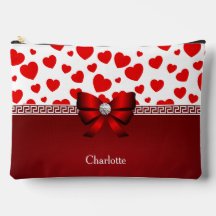 Girly Red Heart Ribbon & Diamond Custom Accessoire