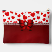 Girly Red Heart Ribbon & Diamond Custom Accessoire Etui (Achterkant)