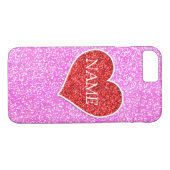 GIRLY RED HEART ROZE GLITTER BEDRUKT Case-Mate iPhone CASE (Achterkant (Horizontaal))