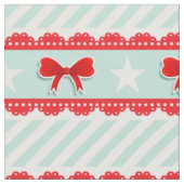 Girly Red Mint White-kerstpatroon Stof (Close Up)