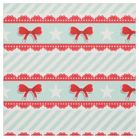 Girly Red Mint White-kerstpatroon Stof (Swatch)