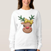 Girly Red Nosed Reindeer Rudolph Kerstmis Trui (Voorkant)