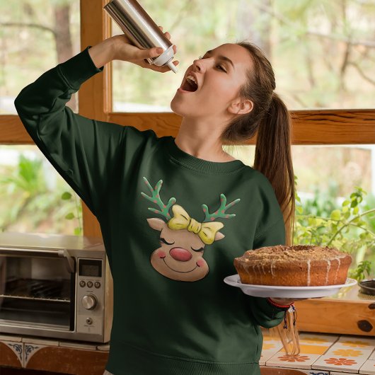 Girly Red Nosed Reindeer Rudolph Kerstmis Trui