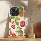 Girly Red, Pastel Pink en Gold Raspberry Fruit Case-Mate iPhone Case