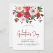 Girly Red & Pink Floral Galentine's Kaart (Voorkant)