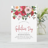 Girly Red & Pink Floral Galentine's Kaart (Staand voorkant)