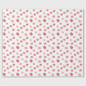 Girly Red Pink Lipstick Kisses Pattern Cadeaupapier (Vlak)