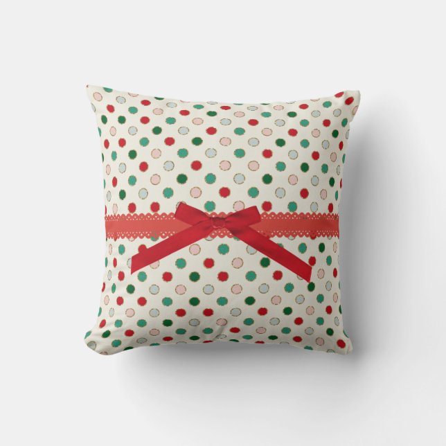 Girly Red Polka Dot Holiday Pattern Sierkussen (Voorkant)