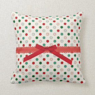 Girly Red Polka Dot Holiday Pattern Sierkussen