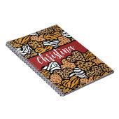 Girly Red Speelse Dierenprint Harten Naam Notitieboek (Rechterzijde)