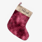 Girly Red Stripes Gold Glam Grote Kerstsok (Voorkant (Hangend))