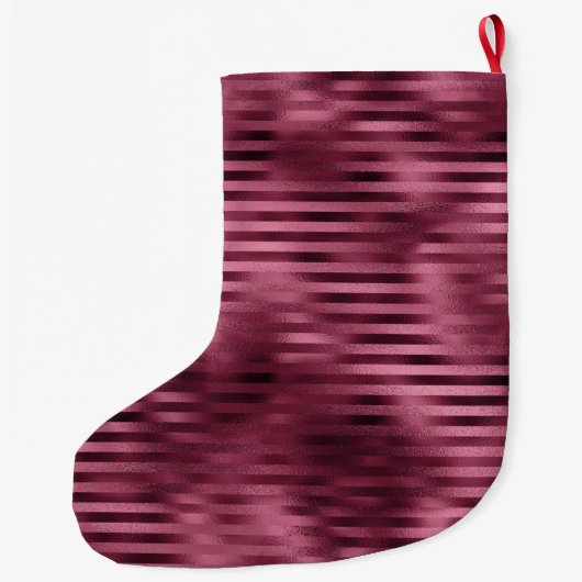 Girly Red Stripes Gold Glam Grote Kerstsok (Achterkant)