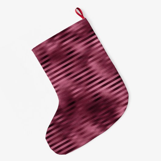 Girly Red Stripes Gold Glam Grote Kerstsok (Achterkant (Hangend))