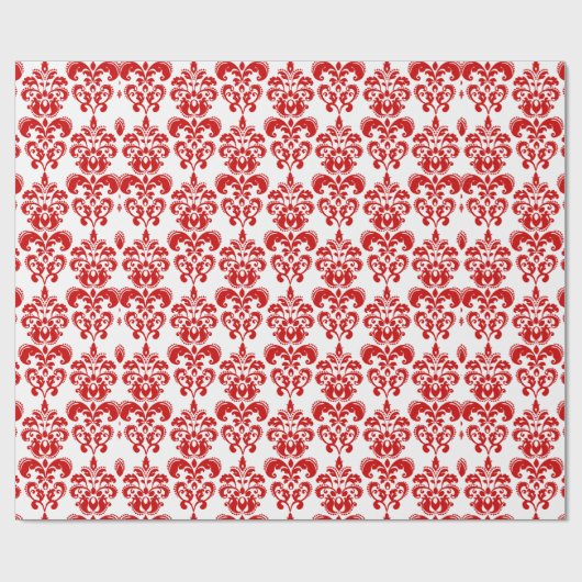 Girly Red White Damask Pattern 2 Cadeaupapier (Vlak)