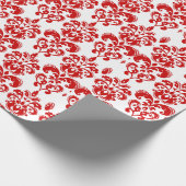 Girly Red White  Damask Pattern 2 Cadeaupapier (Hoek)