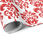 Girly Red White  Damask Pattern 2 Cadeaupapier (Rol Hoek)