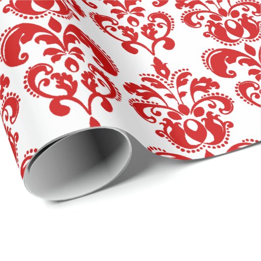 Girly Red White  Damask Pattern 2 Cadeaupapier (Rol Hoek)
