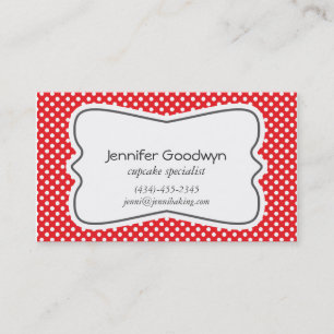 Girly Red White Polka Dots Visitekaartje