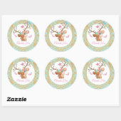 Girly Reindeer gepersonaliseerd Dank u Ronde Sticker (Vel)