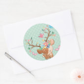 Girly Reindeer Ronde Sticker (Envelop)