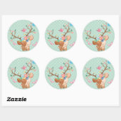 Girly Reindeer Ronde Sticker (Vel)