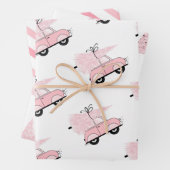 Girly Retro Chic Pink kerst Inpakpapier Vel (In situ)