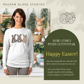 Girly Retro Cotton-Tail Easter Bunnies Long-Sleeve T-shirt
