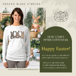 Girly Retro Cotton-Tail Easter Bunnies Long-Sleeve T-shirt