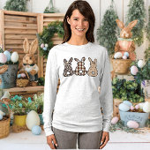 Girly Retro Cotton-Tail Easter Bunnies Long-Sleeve T-shirt