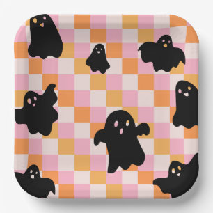 Girly Retro Halloween Party Borden Papieren Bordje