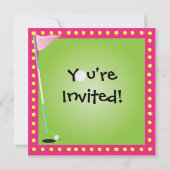 Girly Retro Miniature Golf Party Invitation Kaart (Achterkant)