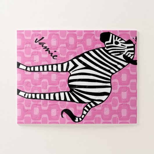 Girly Retro Mod Zebra Lovers Gifts Legpuzzel (Horizontaal)