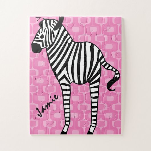 Girly Retro Mod Zebra Lovers Gifts Legpuzzel (Verticaal)