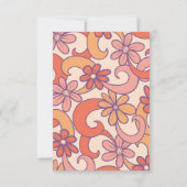 Girly Retro Roze Sinaasappel Groovy Flowers Bedankkaart (Achterkant)