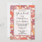 Girly Retro Roze Sinaasappel Groovy Flowers Kaart (Voorkant)