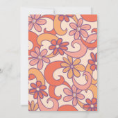 Girly Retro Roze Sinaasappel Groovy Flowers Kaart (Achterkant)